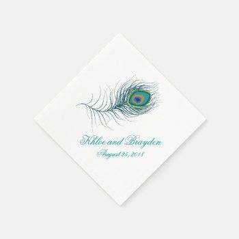 Fanciful Peacock Feather | Wedding Napkins by labellarue at Zazzle