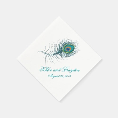 Fanciful Peacock Feather  Wedding Napkins