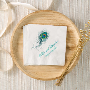 Fanciful Peacock Feather Wedding Napkins