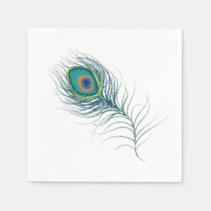 Fanciful Peacock Feather Wedding Paper Napkins