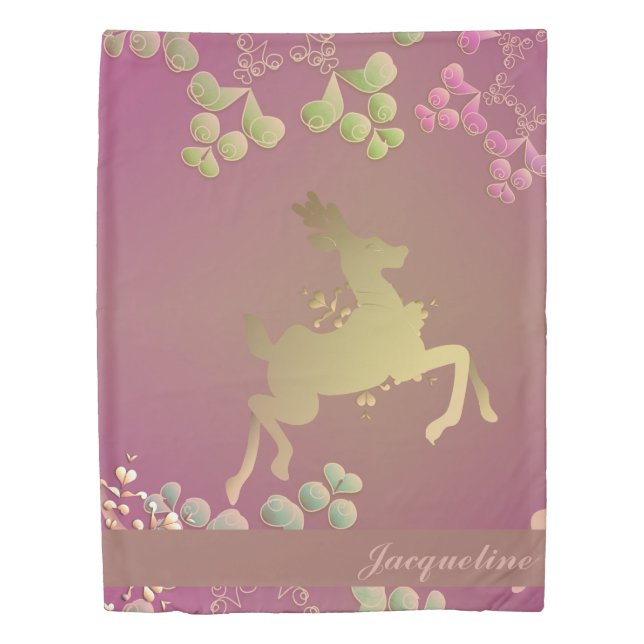 Fanciful Reindeer Snowflake  Duvet Cover (Front)