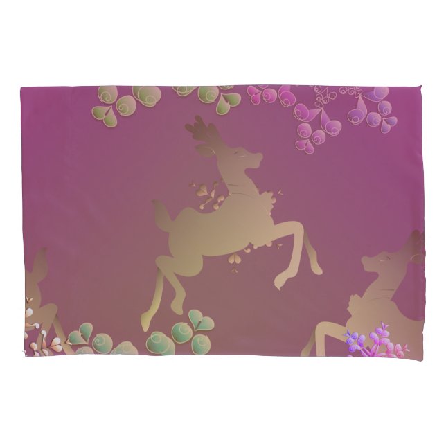 Fanciful Reindeer Snowflake  Pillow Case (Front-Left)