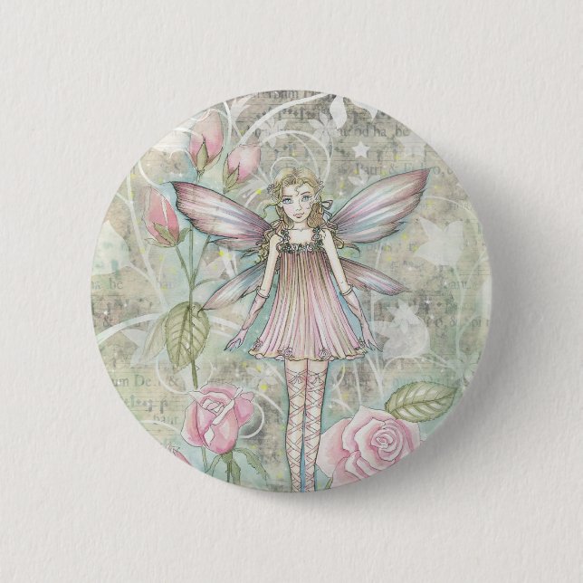 Fanciful Rose Fairy Button (Front)