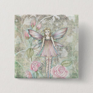 Fanciful Rose Fairy Pinback Button