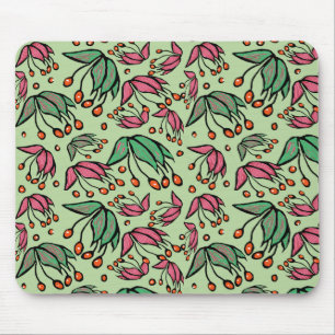 Fanciful Seed Pods Pink & Green Mousepad