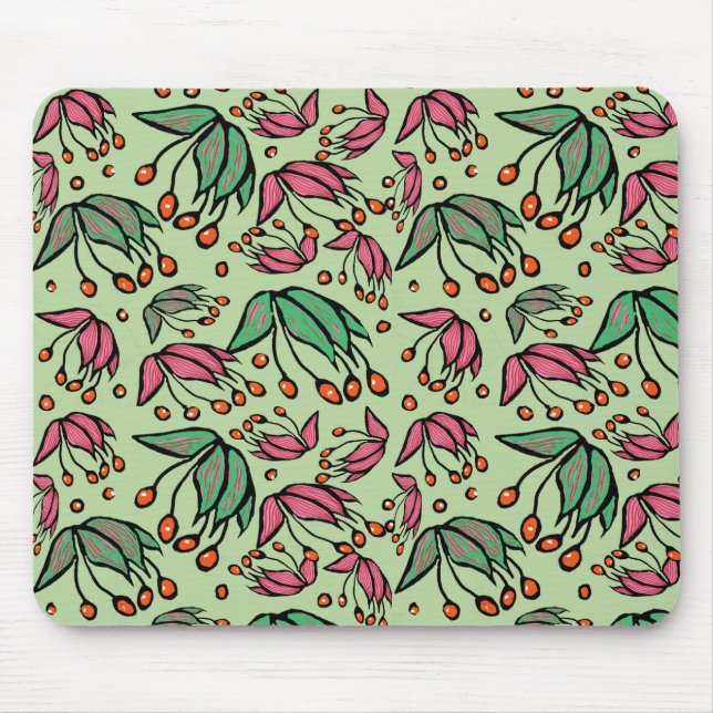 Fanciful Seed Pods Pink & Green Mousepad (Front)