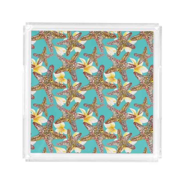 Fanciful Starfish Pattern Acrylic Tray (Front)