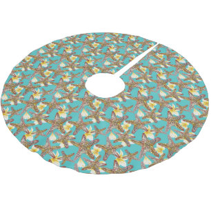 Fanciful Starfish Pattern Brushed Polyester Tree Skirt