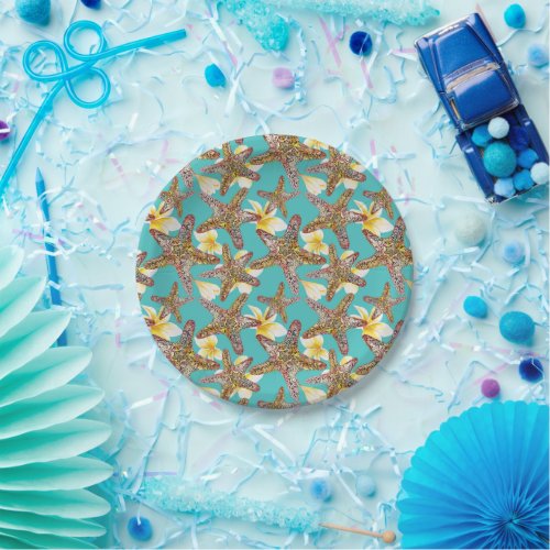 Fanciful Starfish Pattern Paper Plates