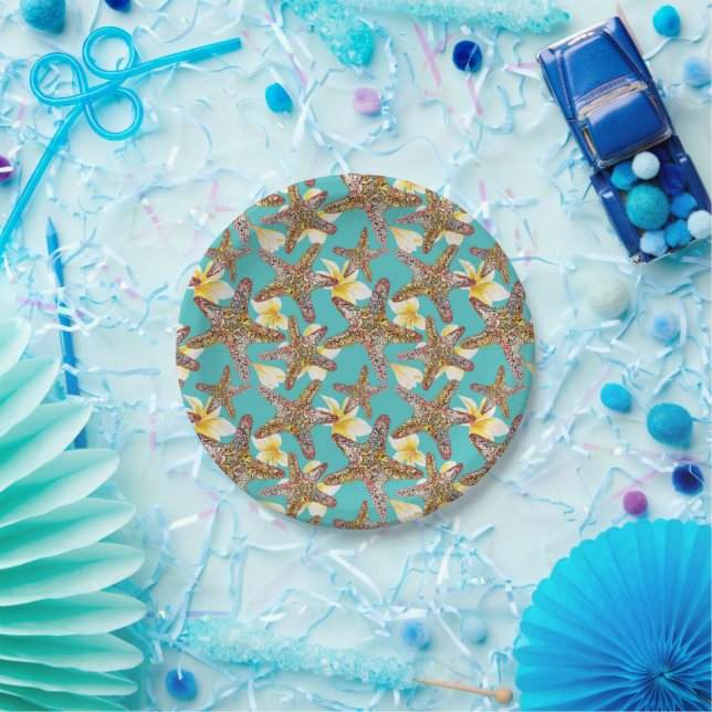 Fanciful Starfish Pattern Paper Plates (Party)