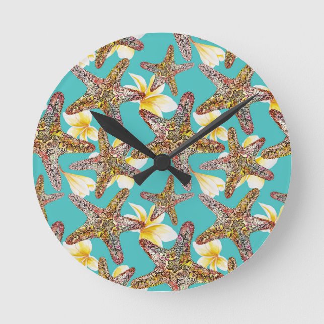 Fanciful Starfish Pattern Round Clock (Front)