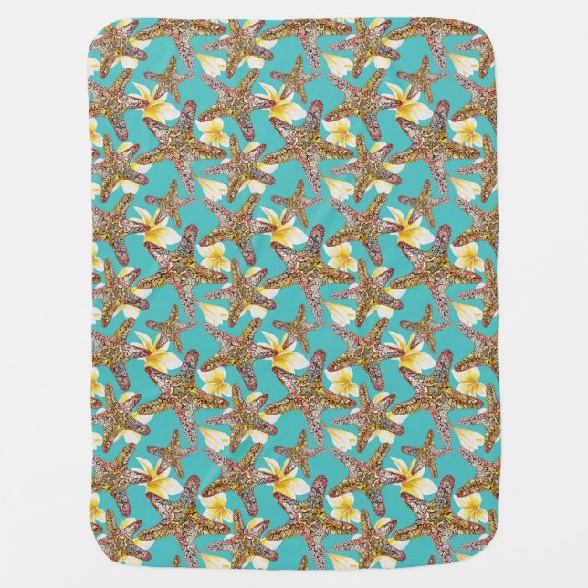 Fanciful Starfish Pattern Stroller Blanket (Front)