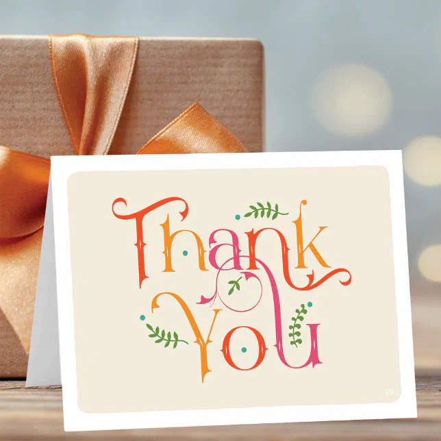 Fanciful Thank You Greenery Blank Card
