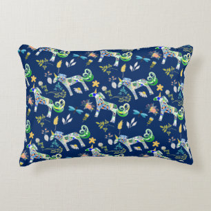 Fanciful Unicorns and Dragonflies Accent Pillow