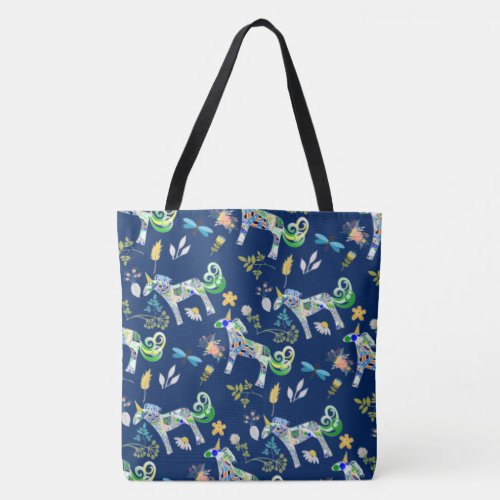 Fanciful Unicorns and Dragonflies Tote Bag