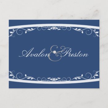 Fancilful Floral Blue Save The Date Postcard by theedgeweddings at Zazzle