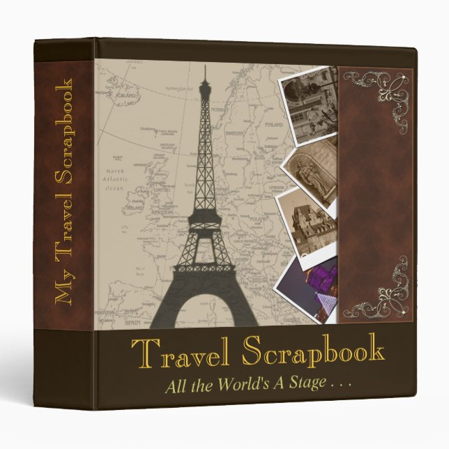 Fancy 1½ Inch Binder Travel Scrapbook Organizer (Front/Spine)