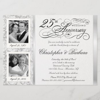 Fancy 25th Anniversary Invitations - Then & Now by SquirrelHugger at Zazzle