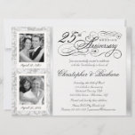 Fancy 25th Anniversary Invitations - Then &amp; Now at Zazzle