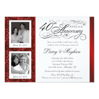 Fancy 40th Anniversary Invitations - Then & Now