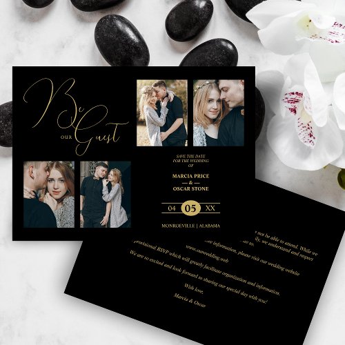 Fancy 4 Multi Photos Be our Guest Black Wedding Save The Date