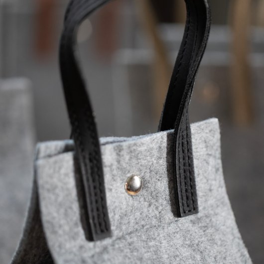 Fancy 4" x 4" x 17" Faux Leather-Accented Tote Bag (SNAP CLOSURE)