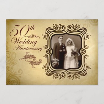 Fancy 50th Wedding Anniversary Invitations by jinaiji at Zazzle