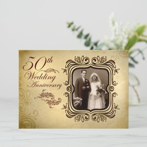 fancy 50th wedding anniversary invitations Zazzle