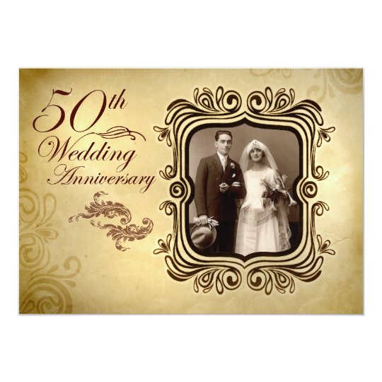 Fancy 50th wedding anniversary invitations  Zazzle.com