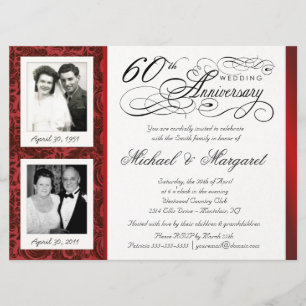 Fancy 60th Anniversary Invitations - Then & Now