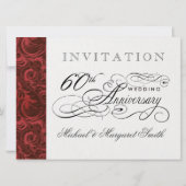 Fancy 60th Anniversary Invitations - Then & Now (Back)