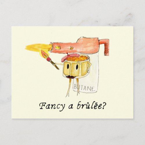 Fancy a Brulee Quirky Dessert Funny Cartoon Humour Postcard