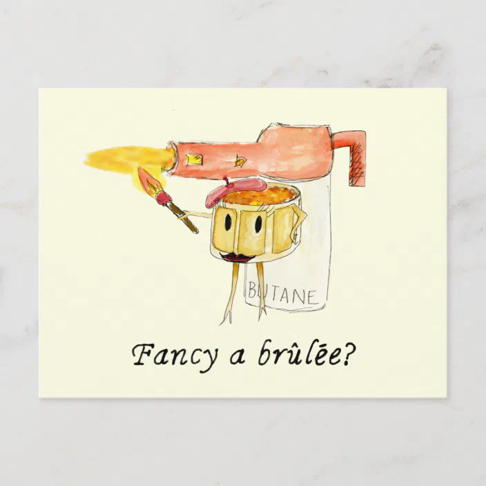 Fancy A Brulee Quirky Dessert Funny Cartoon Humour Postcard Zazzle Com