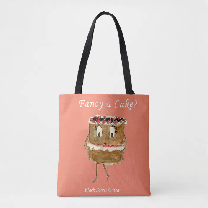 Fancy A Cake Funny Black Forest Gateau Art Humor Tote Bag Zazzle Com