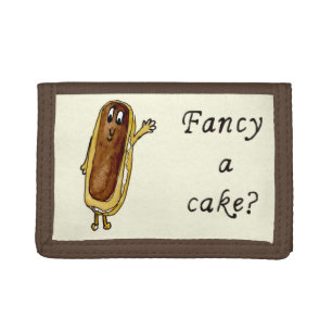 Fancy a Cake Funny Chocolate Eclair Quirky Humor Tri-fold Wallet