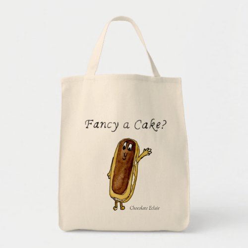 Fancy a Cake Funny Chocolate Eclair Quirky Humour Tote Bag