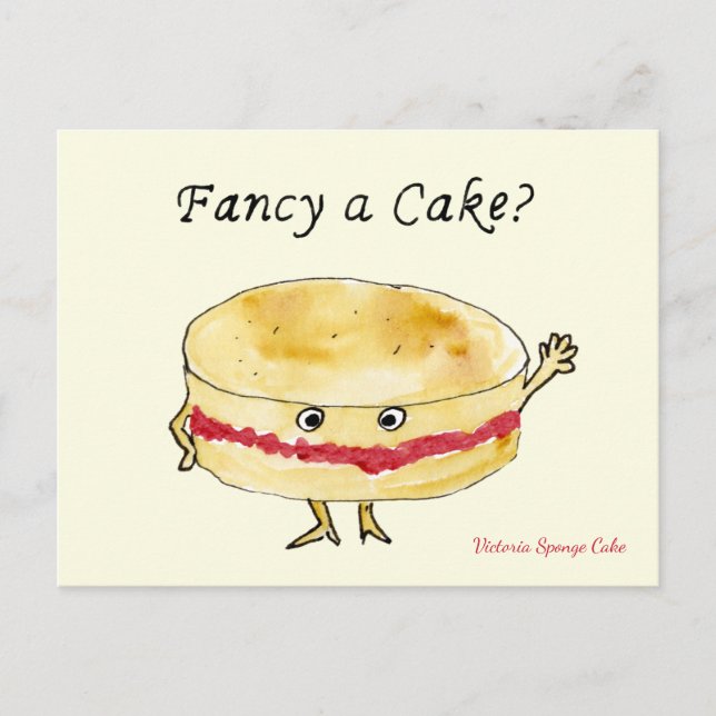 Fancy a Cake Funny Quirky Victoria Sponge Humour Postcard (Front)