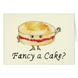 Fancy a Cake Funny Victoria Sponge Humor Slogan Cards