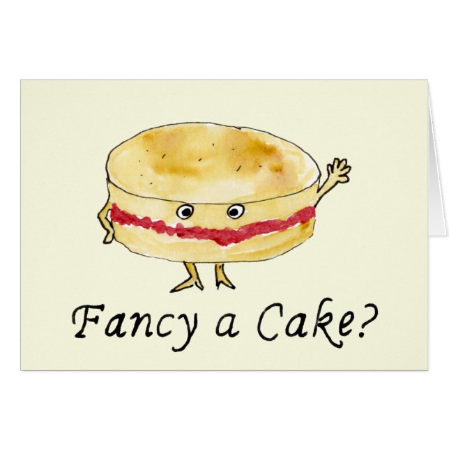 Fancy a Cake Funny Victoria Sponge Humor Slogan Cards (Front Horizontal)