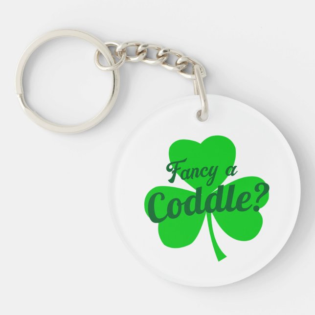 Fancy A Coddle Cuddle Romantic Irish Saying Keychain (Front)