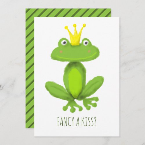 Fancy a kiss frog prince cartoon Valentiness day Holiday Card