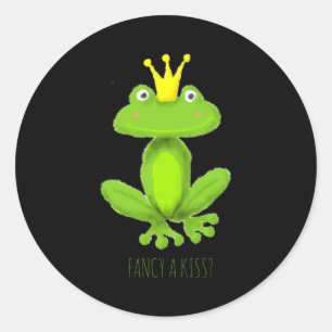 Fancy A Kiss Frog Prince Cartoon Valentiness Day T Classic Round Sticker