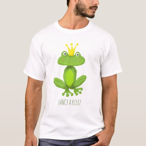 Fancy a kiss frog prince cartoon Valentiness day T_Shirt