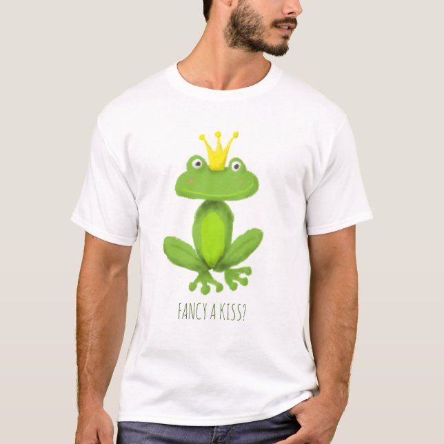 Fancy a kiss frog prince cartoon Valentines's day T-Shirt (Front)