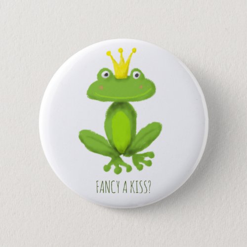 Fancy a kiss frog prince cute Valentines  Day GIft Button
