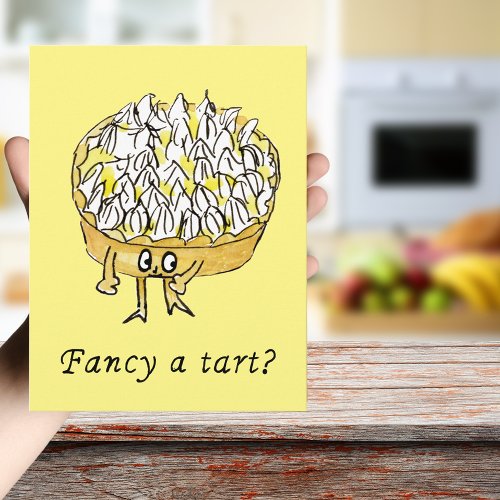 Fancy a Tart Funny Lemon Meringue Pie Quirky Art Postcard