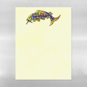 Fancy Abstract Fish Bright Colorful Scales Yellow Magnetic Dry Erase Sheet