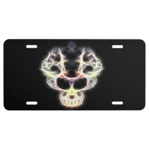 Fancy abstract human skull license plate
