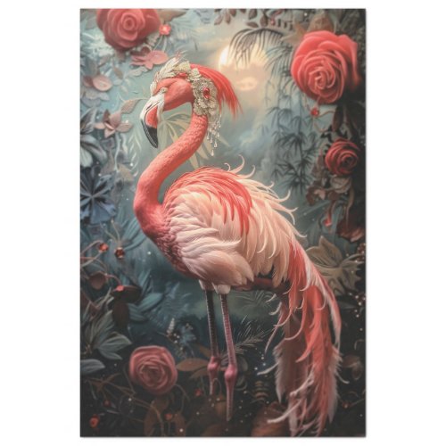 Fancy Adorned Flamingo Nouveau  Roses Tissue Paper