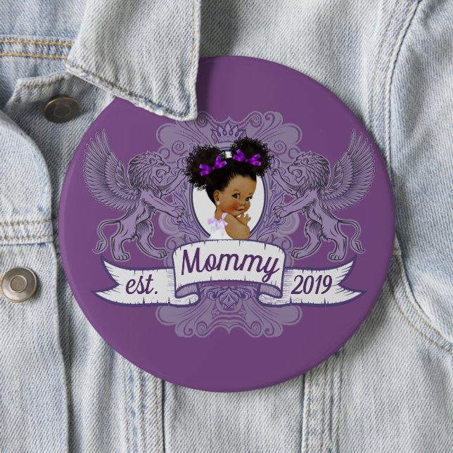 Fancy African Baby Girl Purple|White Princess Button (In Situ)